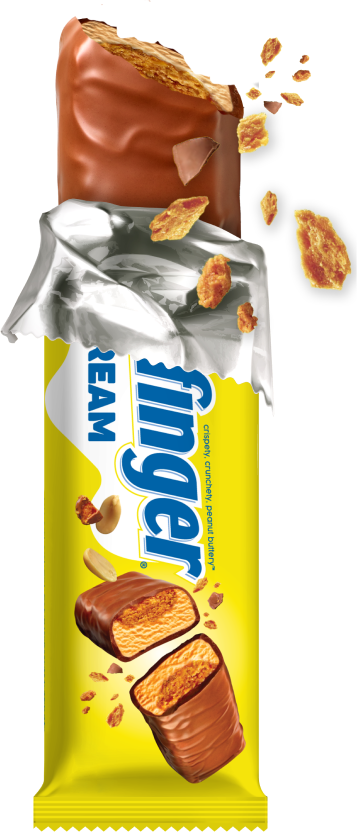 Butterfinger Ice Cream Bar partially unwrapped with a bite taken out and pieces flying